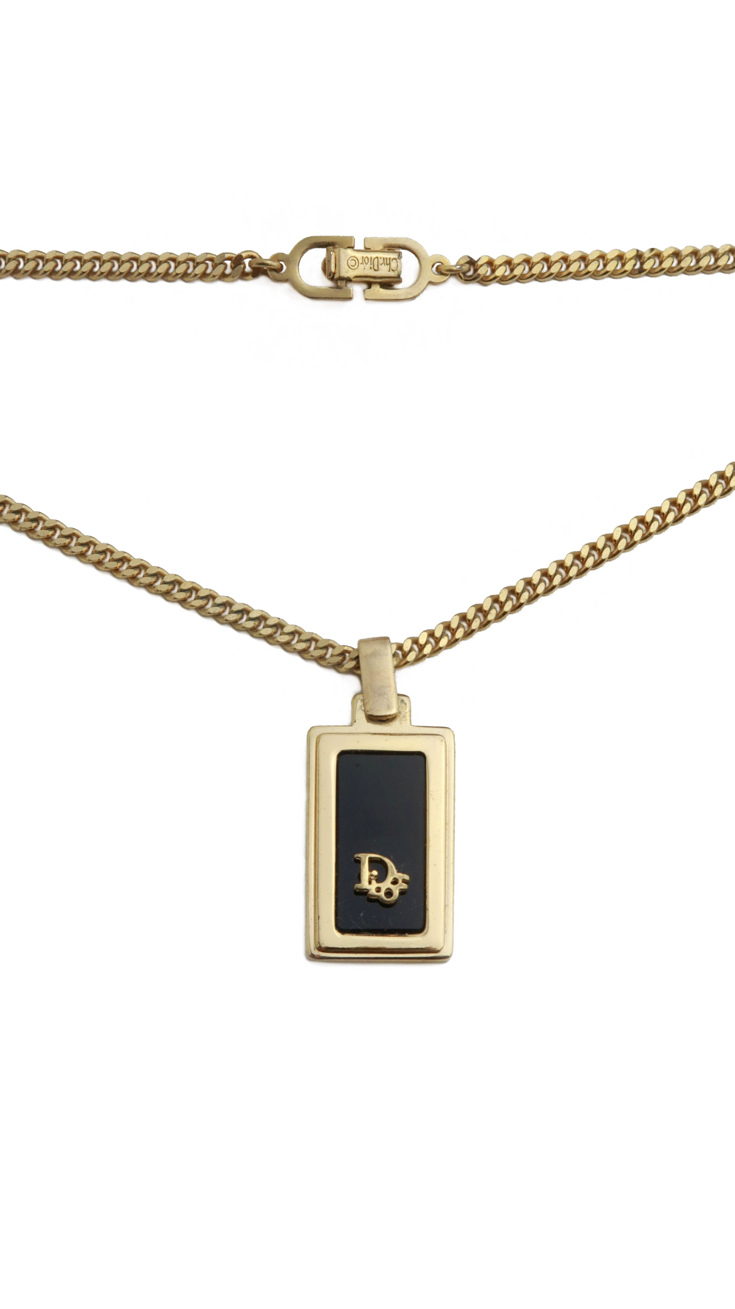 極美品 Dior trotter plate gold necklace Authentic Vintage Dior Oblique Silver Trotter Necklace — LUXE Reworked